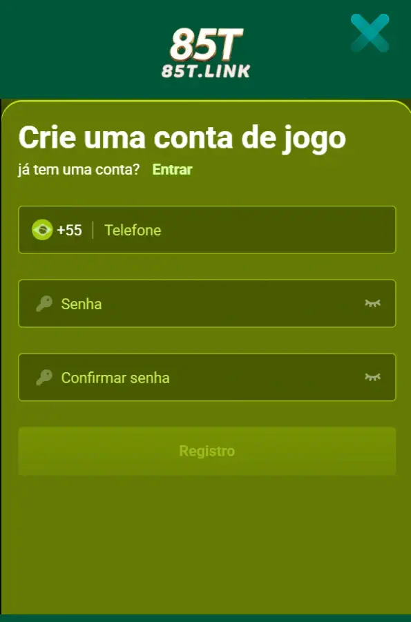 Formulário de 85T registro rápido e seguro